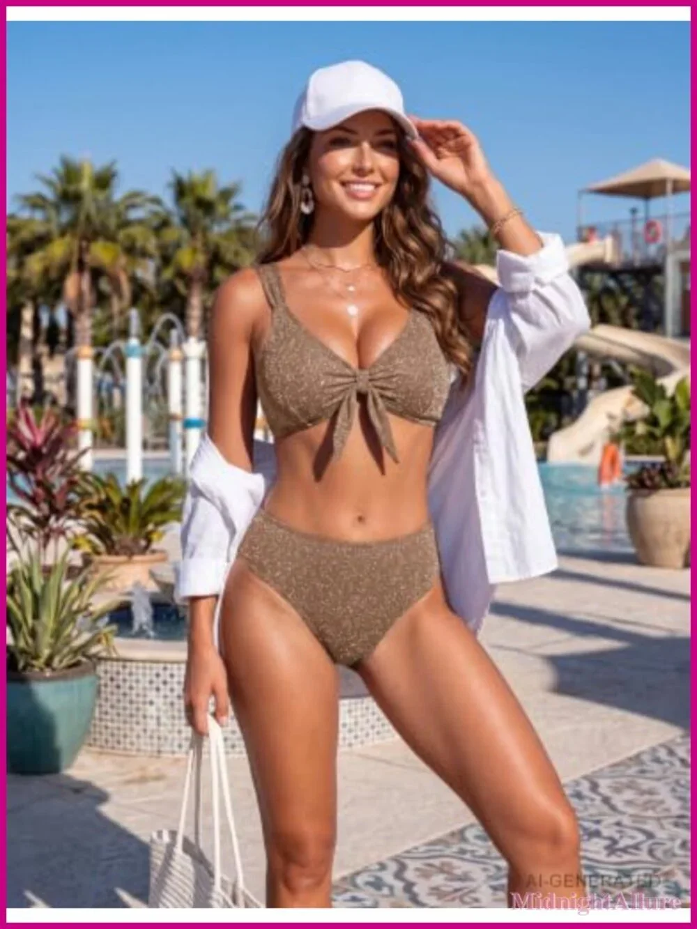 Women's Sparkly Two Piece Bikini Set High Cut Swimwear Tie Front V Neck